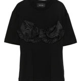 T-shirt con pannelli in raso con volant in nero Simone rocha - donna 
