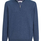 Maglione con mezza zip in blu Brunello cucinelli - uomo 