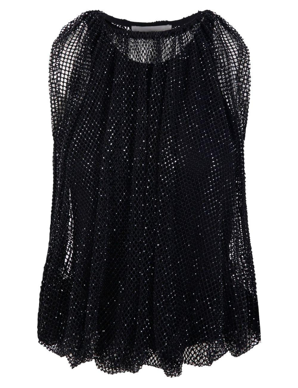 Top in rete con cristalli nodo in nero Maxmara sportmax - donna 