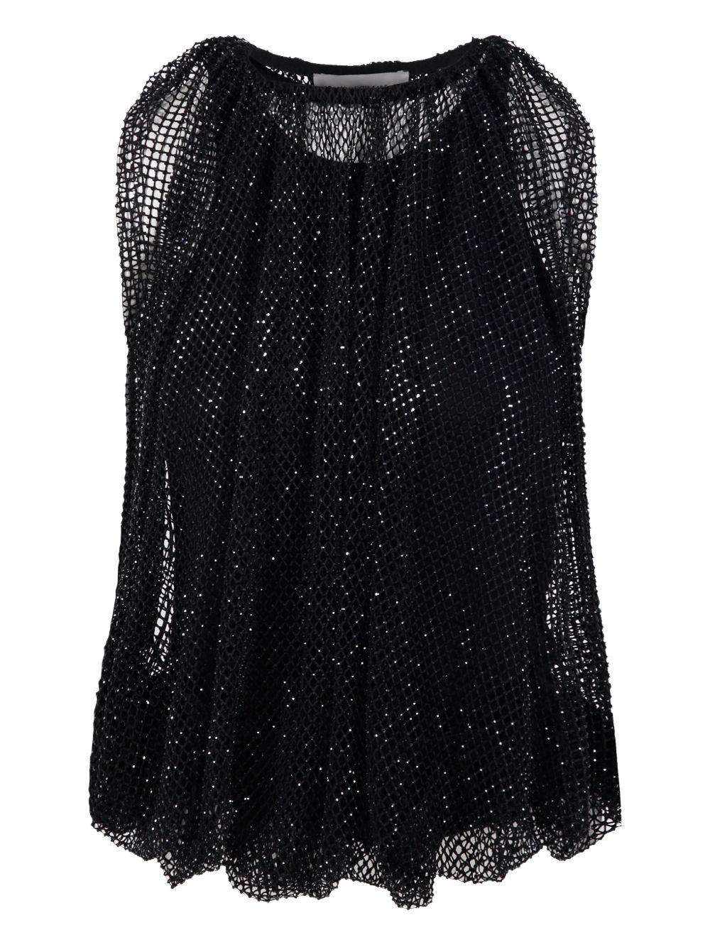 Top in rete con cristalli nodo in nero Maxmara sportmax - donna 