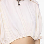 Top crop con maniche a sbuffo in avorio Rabanne - donna 