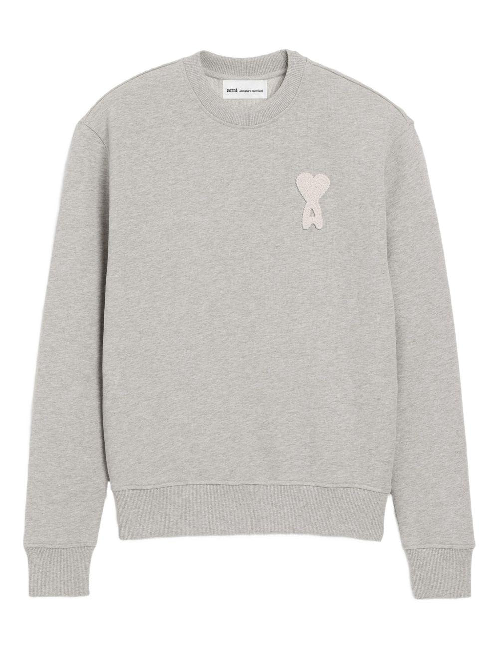 Felpa con applicazione Ami De Coeur in grigio Ami paris - uomo 