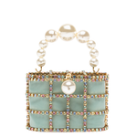 Borsa a mano con cristalli e perle holli in verde Rosantica - donna 