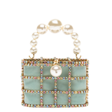 Borsa a mano con cristalli e perle holli in verde Rosantica - donna 