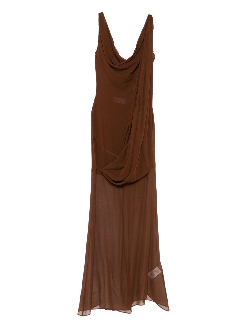 Abito con drappeggio in marrone Giuseppe Di Morabito - donna 