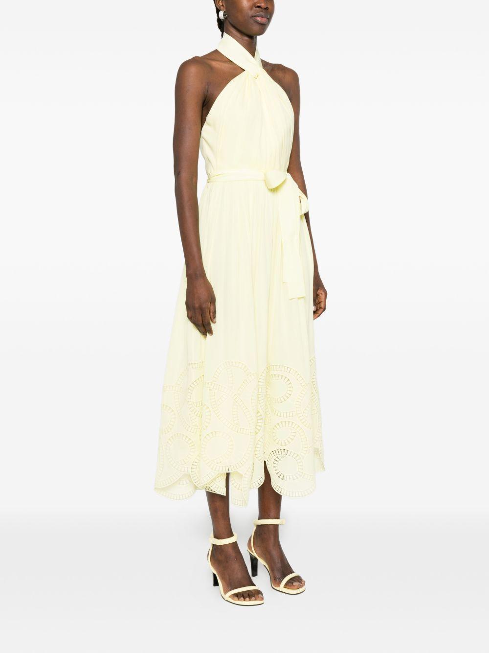 Abito midi con scollo all-americana in giallo Elie saab - donna 
