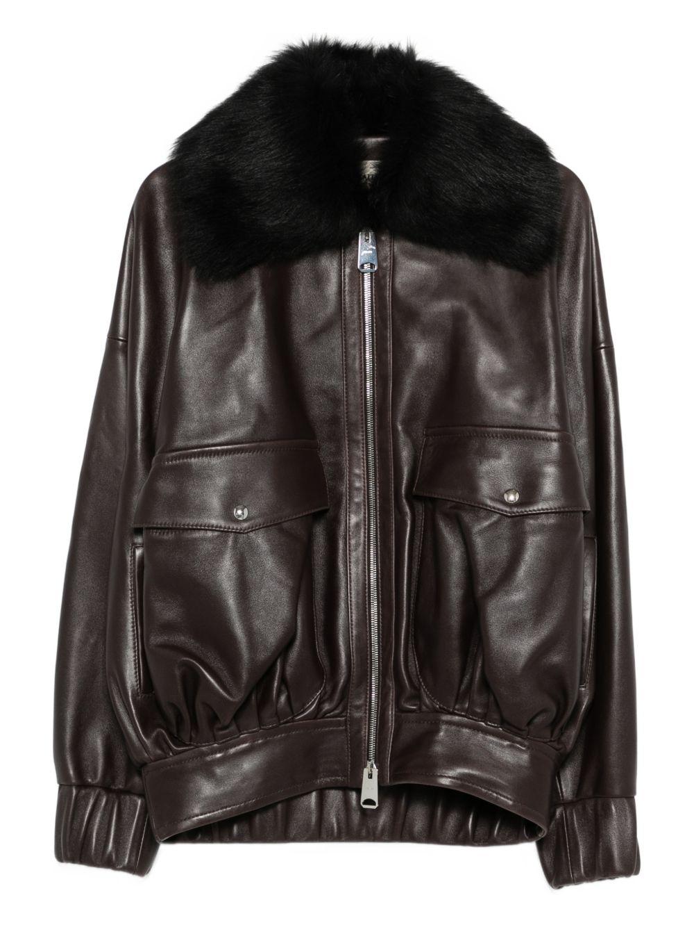 Giacca con colletto in pelliccia in marrone Khaite - donna 