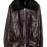 Giacca con colletto in pelliccia in marrone Khaite - donna 