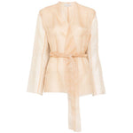 Giacca con scollo a v e cintura in beige Antonelli - donna 