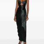 Abito maxi plisse amisha in verde scuro Maria lucia hohan - donna 