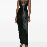 Abito maxi plisse amisha in verde scuro Maria lucia hohan - donna 
