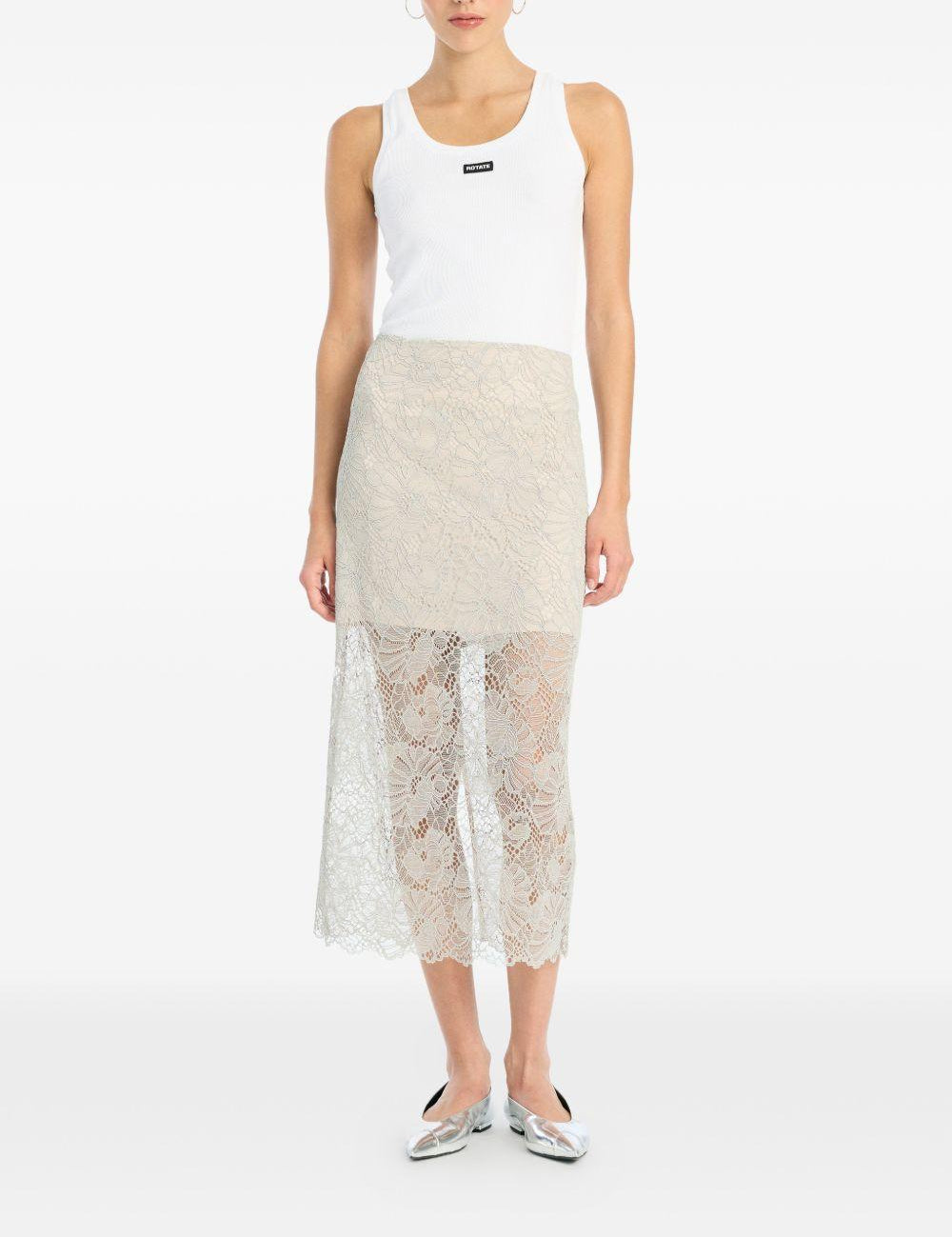 Gonna midi in pizzo in grigio Rotate - donna 
