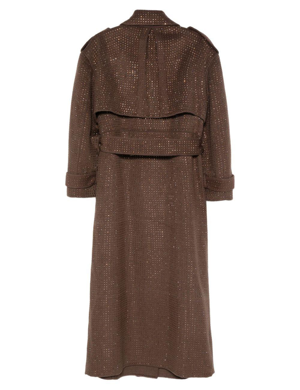 Trench doppiopetto con decorazione in marrone Giuseppe Di Morabito - donna 