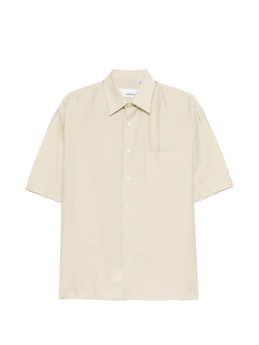 Camicia con tasca a maniche corte in avorio Costumein - uomo 
