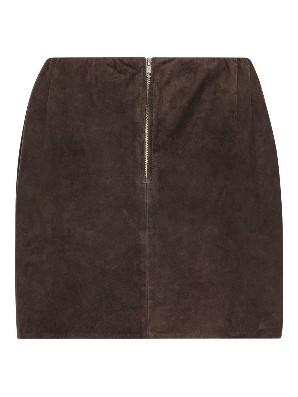 Minigonna in pelle scamosciata in marrone Rotate - donna 