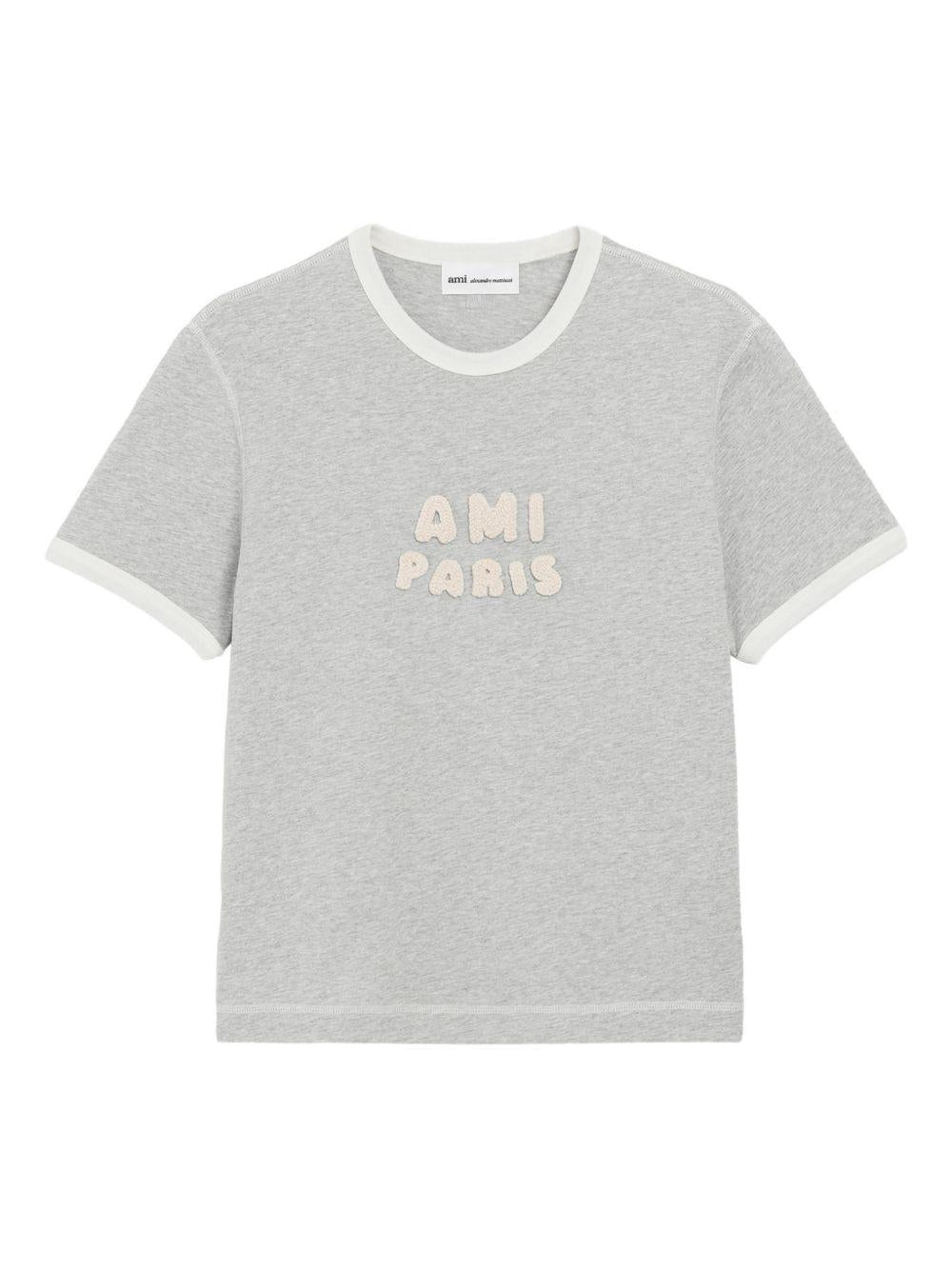 T-shirt con logo in grigio Ami paris - uomo 