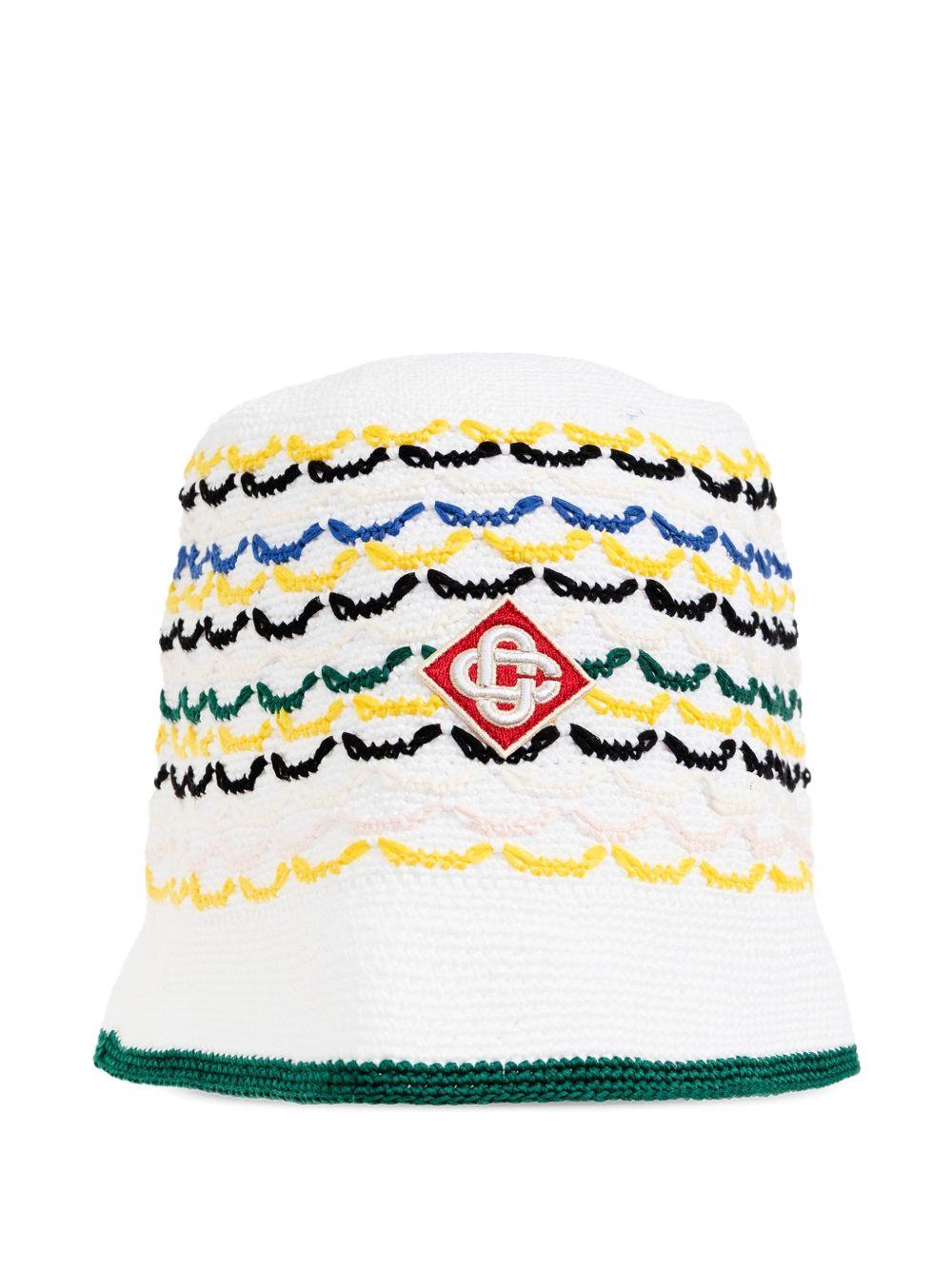 Cappello bucket in maglia in bianco Casablanca - uomo 