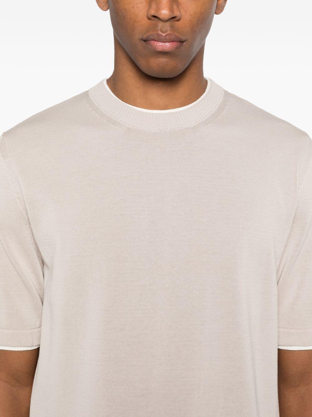 Maglione con scollo rotondo e rifiniture in beige Eleventy - uomo 