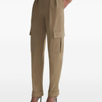 Pantaloni a vita alta cargo in beige 