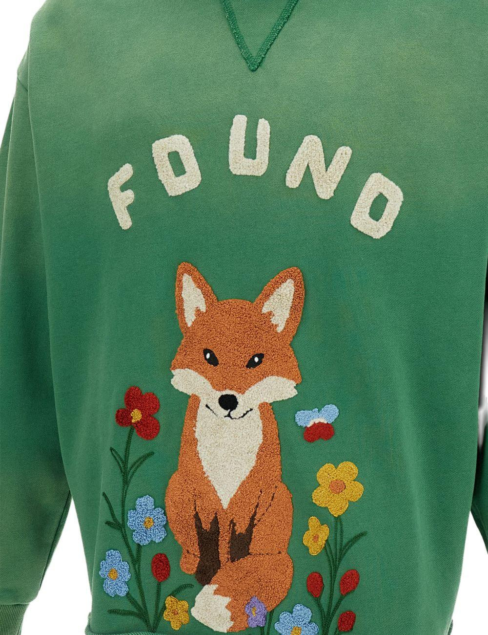 Felpa con ricamo in ciniglia in verde Found - unisex 