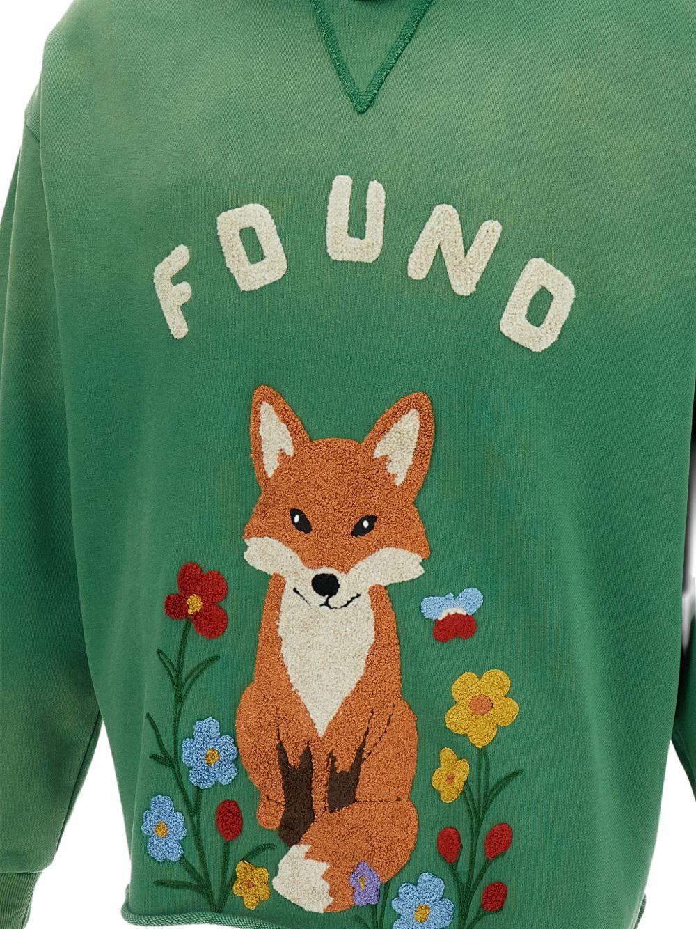 Felpa con ricamo in ciniglia in verde Found - unisex 