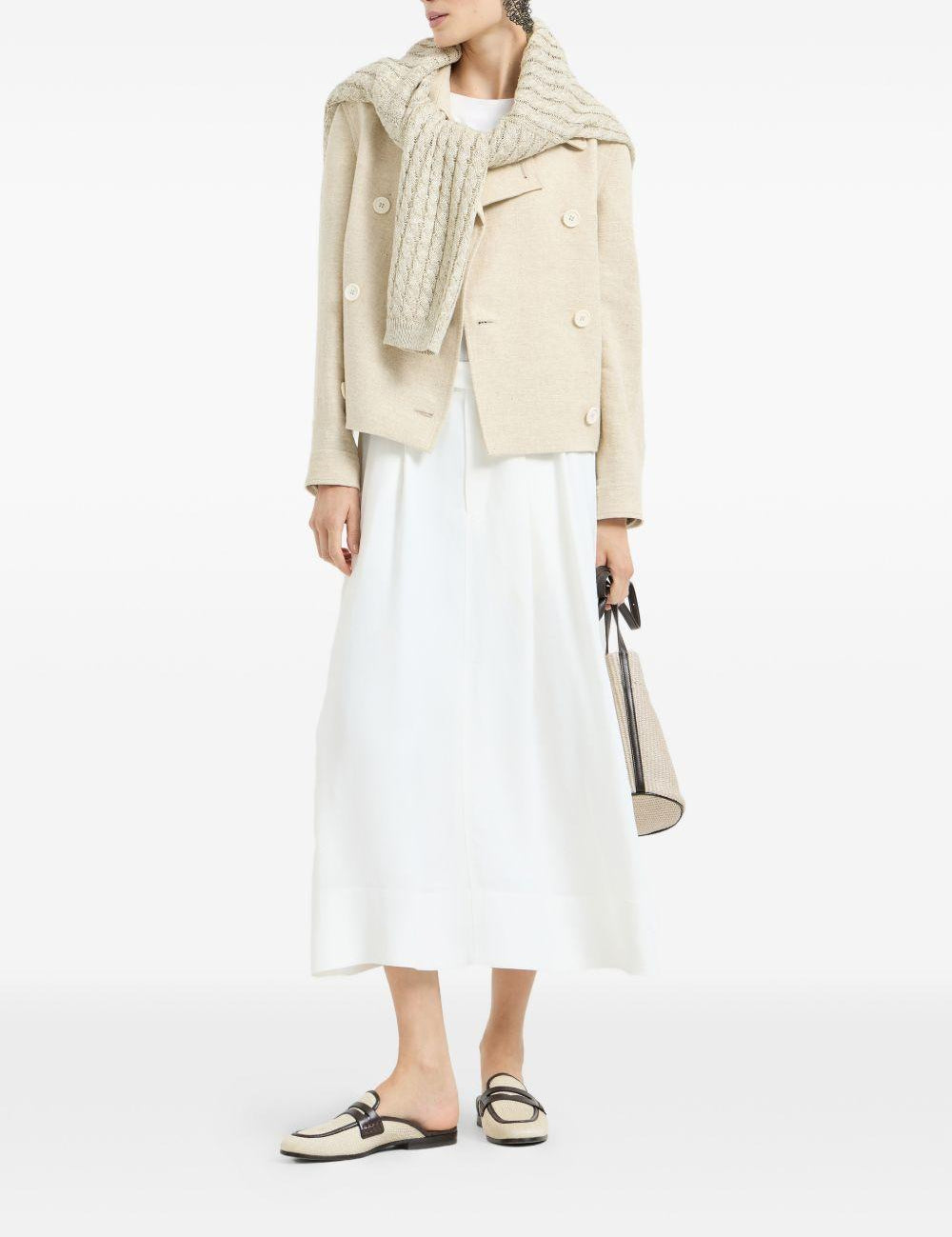 Caban crop con monile in beige Brunello Cucinelli - donna 