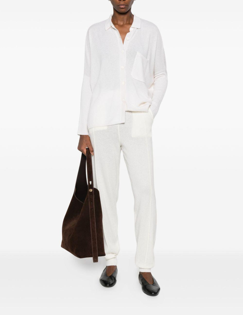 Pantaloni con couisse in cashmere in ecru Gotha - donna 