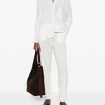 Pantaloni con couisse in cashmere in ecru Gotha - donna 