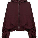 Felpa con cappuccio e zip bordeaux 