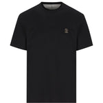 T-shirt con logo ricamato in nero Brunello cucinelli - uomo 