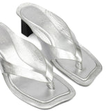 Sandali metallizzati in argento Mm6 maison margiela - donna 