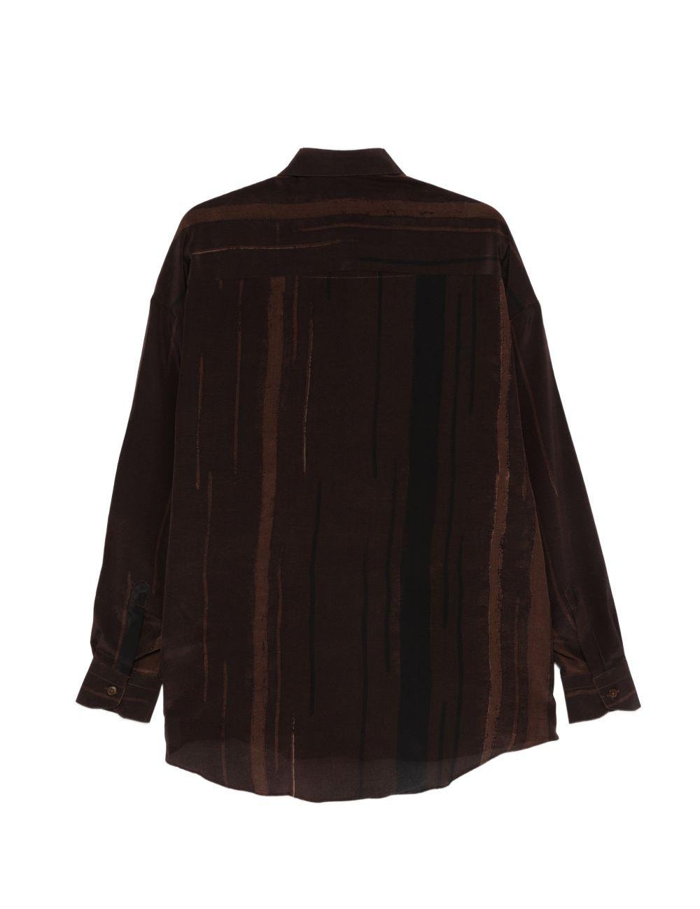 Camicia valentino con righe verticali in marrone costumein - uomo 