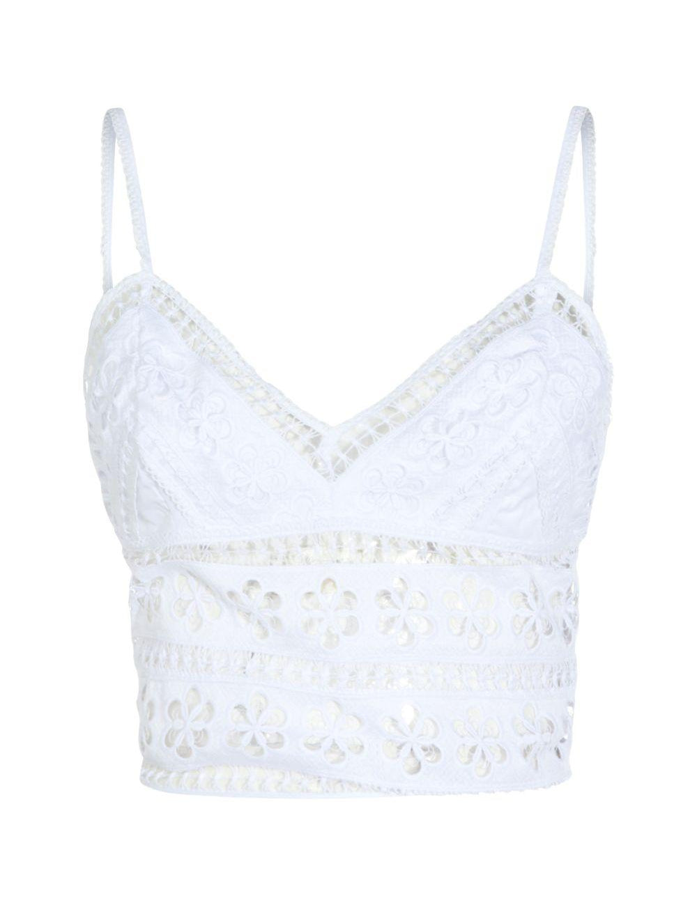 Top Melie con scollo a V e ricamo floreale in bianco Charo ruiz ibiza 1989 - donna 