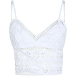 Top Melie con scollo a V e ricamo floreale in bianco Charo ruiz ibiza 1989 - donna 