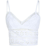 Top Melie con scollo a V e ricamo floreale in bianco Charo ruiz ibiza 1989 - donna 