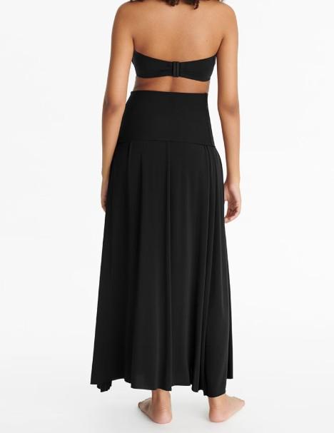 Copricostume lungo a fascia in nero Oda Eres - donna 