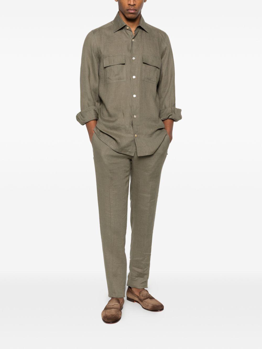 Camicia a maniche lunghe con tasche in verde Kiton - uomo 
