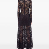 Abito lungo in pizzo nero Rabanne - donna 