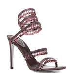 Sandali con cristalli chandelier in bordeaux Rene caovilla - donna 