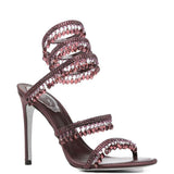 Sandali con cristalli chandelier in bordeaux Rene caovilla - donna 