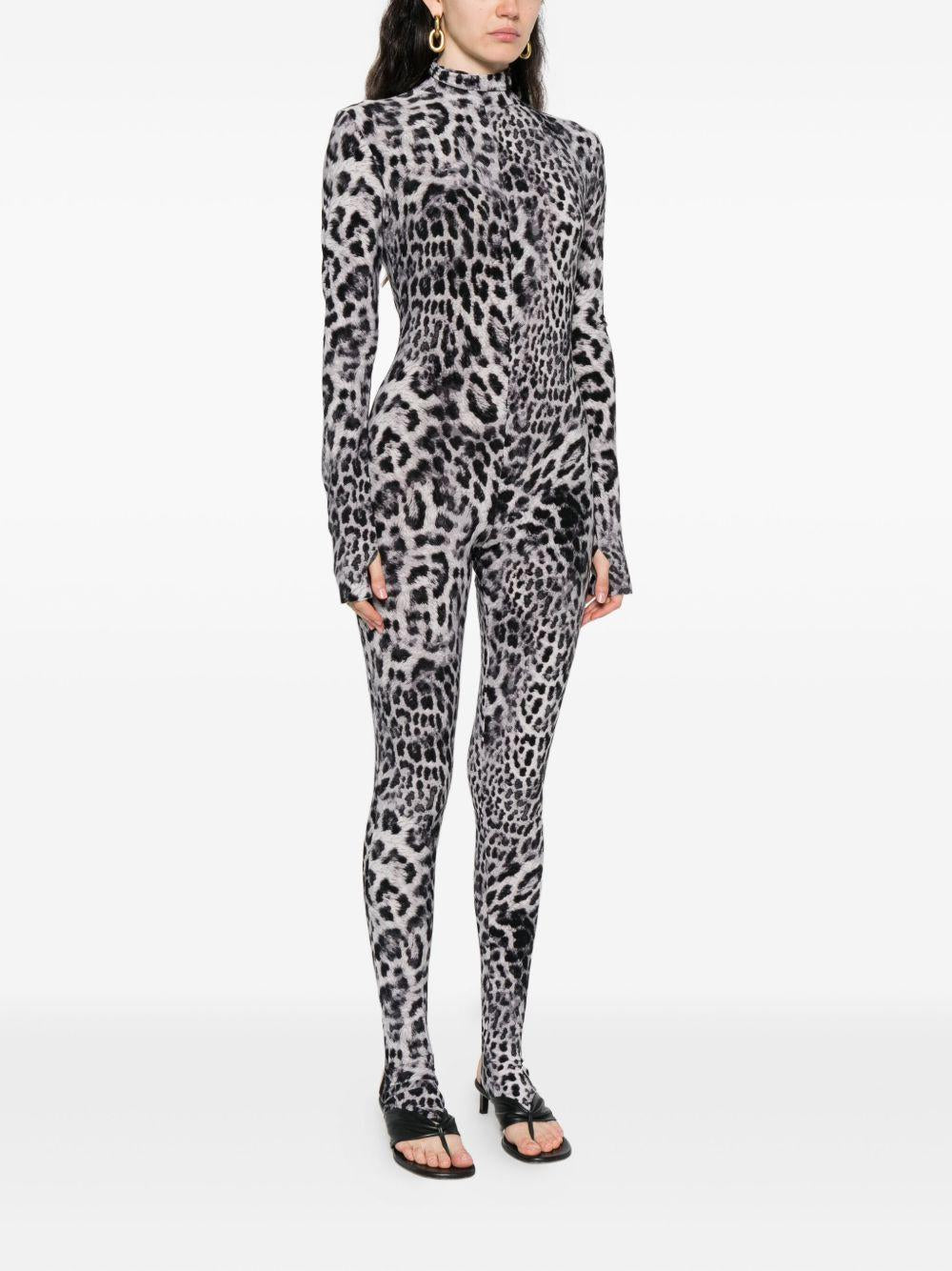 Tuta a collo alto con stampa leopardata in grigio Norma kamali - donna 