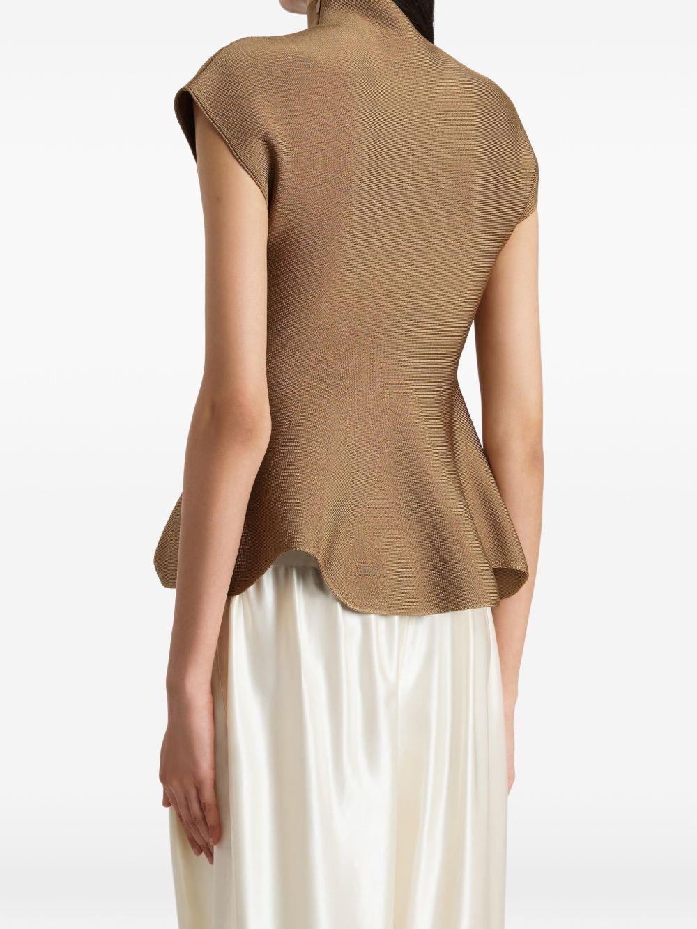 Top con orlo a peplum in marrone Khaite - donna 