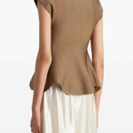 Top con orlo a peplum in marrone Khaite - donna 