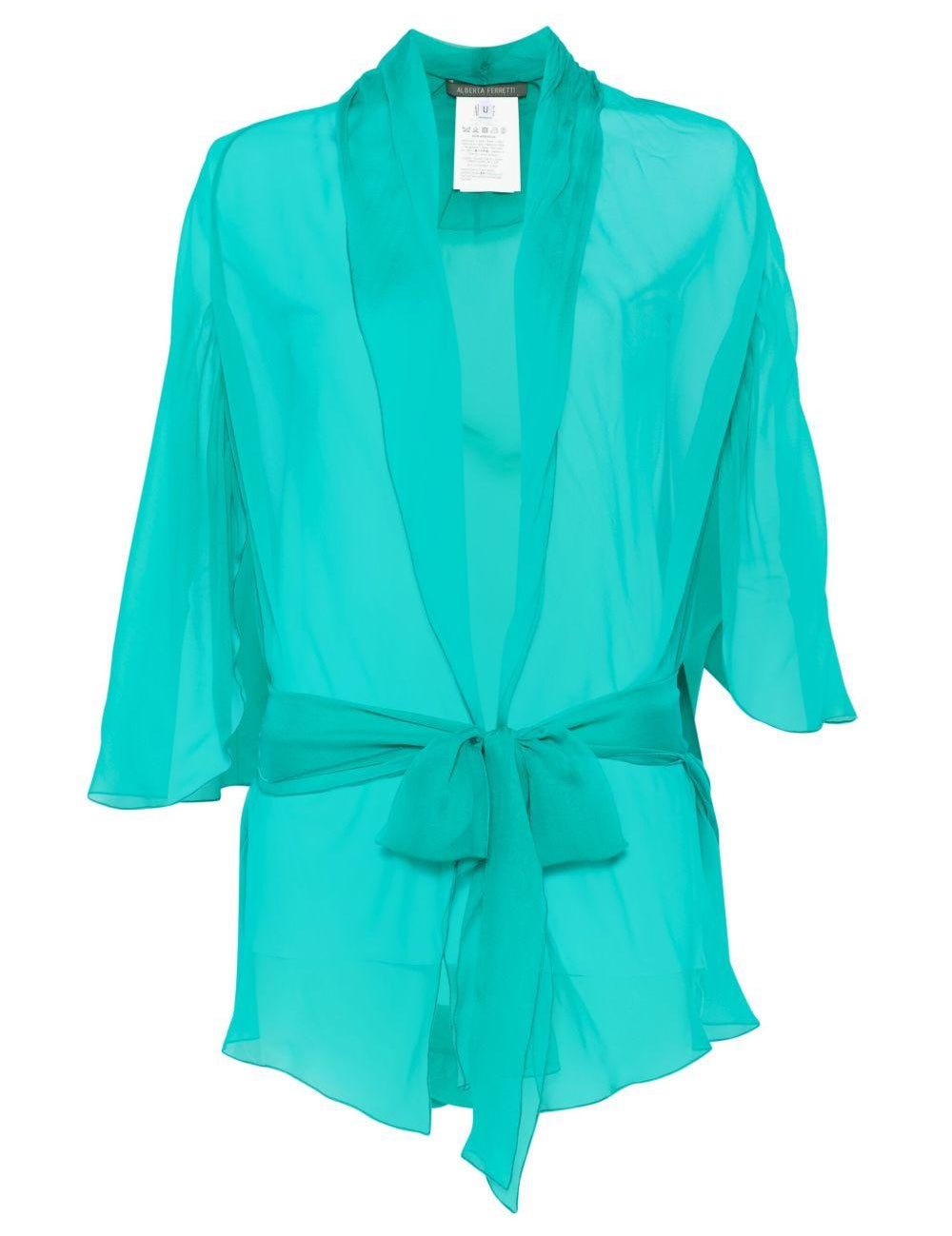 Top in seta in blu Alberta ferretti - donna 