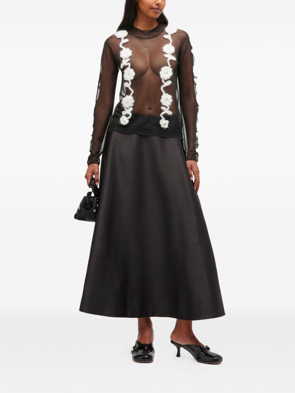Gonna lunga satinata in nero Ganni - donna 