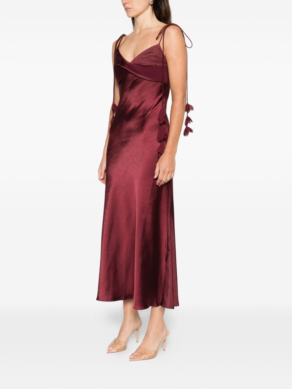 Abito midi con spalline in bordeaux Self-Portrait - donna 