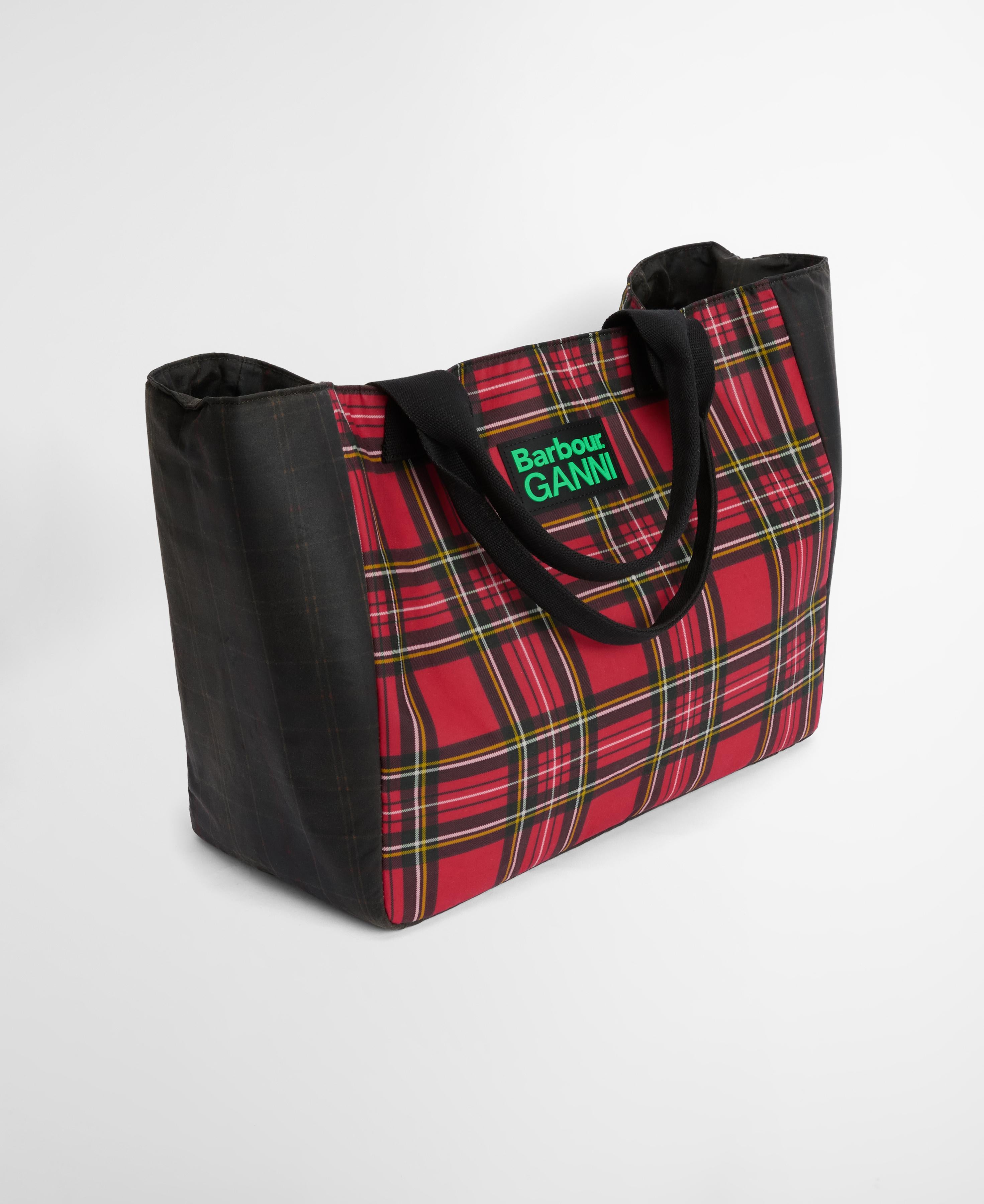 Borsa a quadri in rosso e nero 