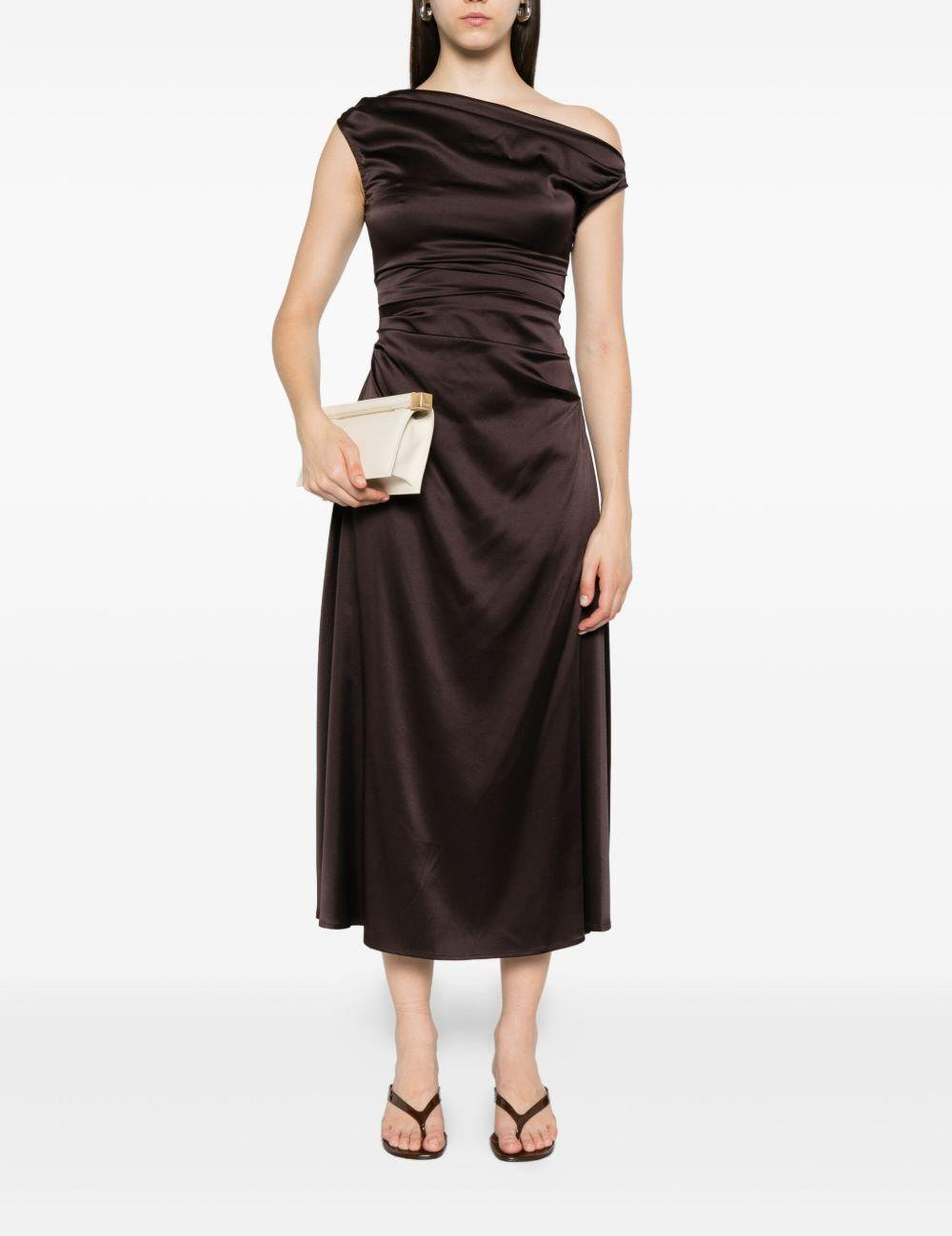 Abito con scollo drappeggiatto in marrone Staud - donna 