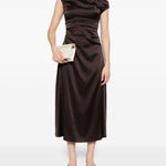 Abito con scollo drappeggiatto in marrone Staud - donna 