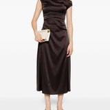 Abito con scollo drappeggiatto in marrone Staud - donna 